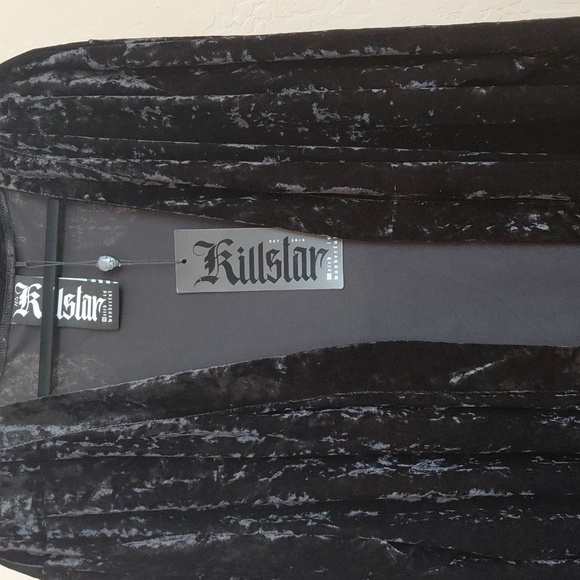 KILLSTAR 2X BLACK VELVET BURNT OBSIDIAN ROBE WITH POCKETS - Picture 5 of 6